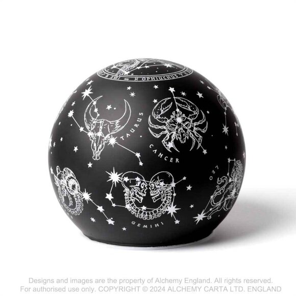 Alchemy Gothic Astrology Signs LED Globe Light Black Glass Etched Symbols NIB - Picture 4 of 6